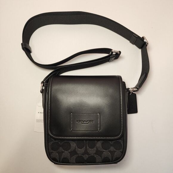NWT Coach CAJ32 Lucas Crossbody Black Denim - Picture 1 of 5
